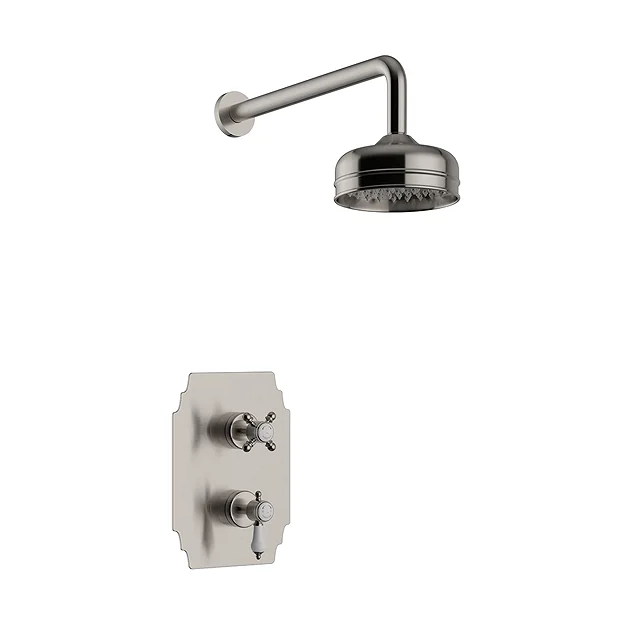 Heritage Bathroom Heritage Glastonbury Recessed Shower With Premium Fixed Head Kit - Brushed Nickel 3 Heritage Bathroom Heritage Glastonbury Recessed Shower With Premium Fixed Head Kit - Brushed Nickel