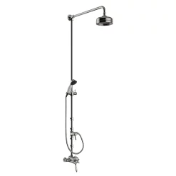 Heritage Bathroom Heritage Dawlish Exposed Shower With Premium Fixed Riser Kit & Diverter To Handset - Brushed Nickel