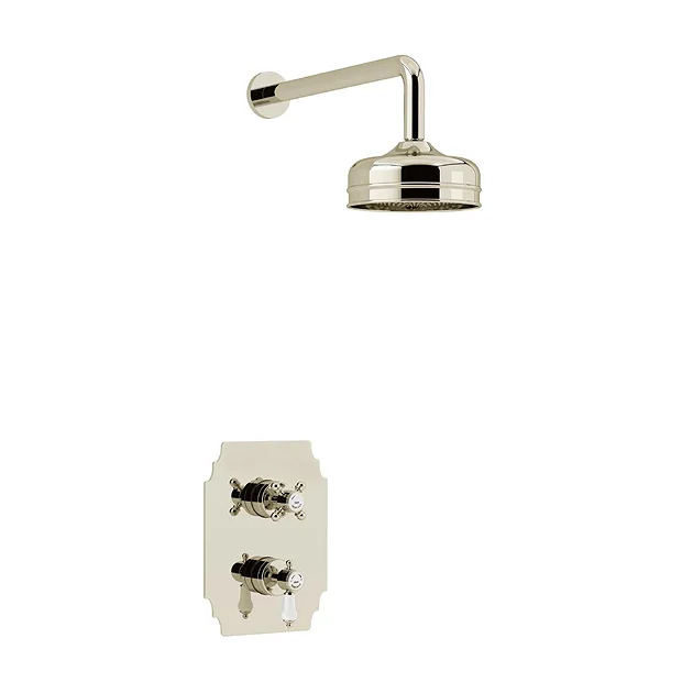 Heritage Bathroom Heritage Glastonbury Recessed Shower With Premium Fixed Head Kit - Vintage Gold 4 Heritage Bathroom Heritage Glastonbury Recessed Shower With Premium Fixed Head Kit - Vintage Gold - Image 2