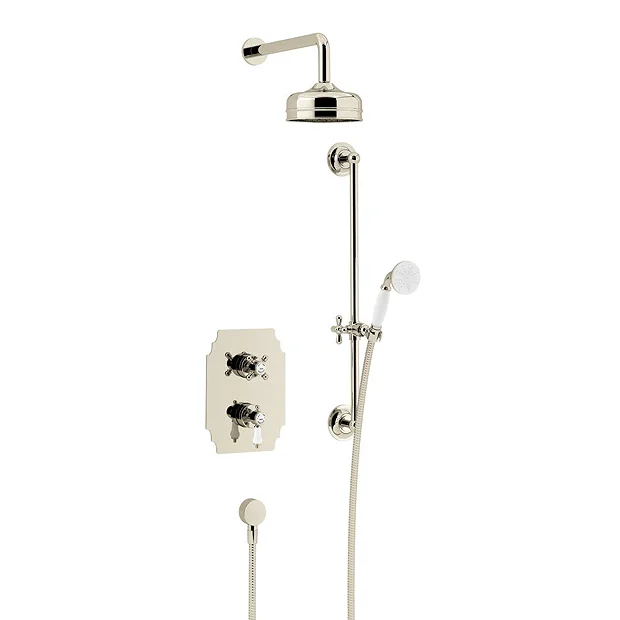 Heritage Bathroom Heritage Glastonbury Recessed Shower With Premium Fixed Head & Flexible Riser Kit - Vintage Gold 4 Heritage Bathroom Heritage Glastonbury Recessed Shower With Premium Fixed Head & Flexible Riser Kit - Vintage Gold - Image 2