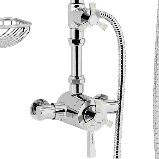 Heritage Bathroom Heritage Gracechurch Mother Of Pearl Exposed Shower With Deluxe Fixed Riser Kit & Diverter To Handset 8 Heritage Bathroom Heritage Gracechurch Mother Of Pearl Exposed Shower With Deluxe Fixed Riser Kit & Diverter To Handset - Image 6