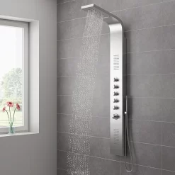 Milan Bathroom Milan Shower Tower Panel - Stainless Steel (Thermostatic) -Aqualisa Shop sp003 n l