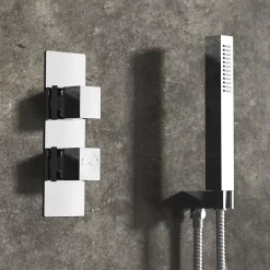 Hudson Reed Square Twin Concealed Thermostatic Shower Valve With Diverter