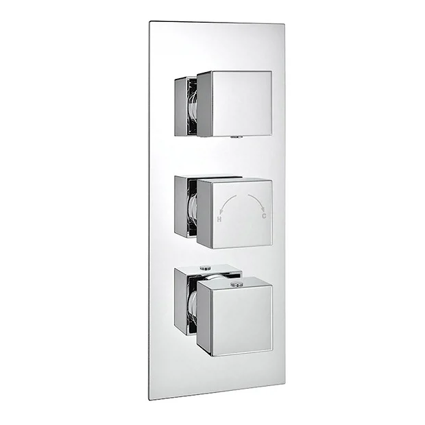 Victorian Plumbing Modern Square Triple Valve With Diverter, Ceiling Mounted Square Shower Head, 4 Body Jets + Slider 7 Victorian Plumbing Modern Square Triple Valve With Diverter, Ceiling Mounted Square Shower Head, 4 Body Jets + Slider - Image 5
