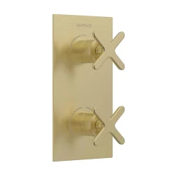 Heritage Bathroom Heritage Salcombe 2 Outlet Twin Concealed Thermostatic Shower Valve - Brushed Brass