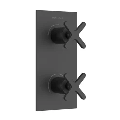 Heritage Bathroom Heritage Salcombe 2 Outlet Twin Concealed Thermostatic Shower Valve - Matt Black