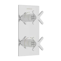 Heritage Bathroom Heritage Salcombe 2 Outlet Twin Concealed Thermostatic Shower Valve - Chrome