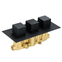 Arezzo Square Modern Triple Concealed Shower Valve - Matt Black -Aqualisa Shop stsvblk d1