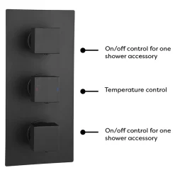 Arezzo Square Modern Triple Concealed Shower Valve - Matt Black -Aqualisa Shop stsvblknwd1