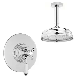 Victorian Plumbing Lancaster Traditional Dual Concealed Thermostatic Shower Valve + Ceiling Mounted 8" Rose