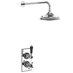 Urlington Bathroom Burlington Trent Black Thermostatic Concealed Single Outlet Shower Valve With 6" Fixed Head