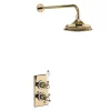 Urlington Bathroom Burlington Trent Gold Thermostatic Concealed Single Outlet Shower Valve With 9" Fixed Head -Aqualisa Shop tf1sgoldv17gold l