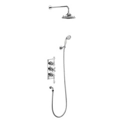 Urlington Bathroom Burlington Medici Trent Thermostatic Concealed Two Outlet Shower Valve, Hose & Handset With Fixed Head
