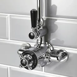 Hudson Reed Topaz Black Exposed Valve Inc. Rigid Riser Kit, Diverter, 8" Shower Rose & Handset -Aqualisa Shop topazblkspk1 d1