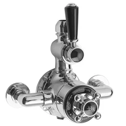 Hudson Reed Topaz Black Exposed Valve Inc. Rigid Riser Kit, Diverter, 8" Shower Rose & Handset