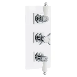 Victorian Plumbing Traditional Triple Concealed Thermostatic Shower Valve With Diverter & Rectangular Plate