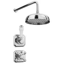 Trafalgar Traditional Concealed Individual Stop Tap + Thermostatic Control Valve With 8" Shower Head