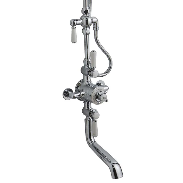 Hudson Reed Topaz Triple Thermostatic Shower Valve With Rigid Riser Kit & Bath Spout 3 Hudson Reed Topaz Triple Thermostatic Shower Valve With Rigid Riser Kit & Bath Spout
