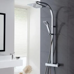 Triton Tees Thermostatic Bar Shower Mixer With Diverter & Kit - Chrome
