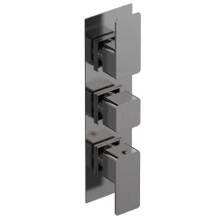 Venice Cubo Triple Thermostatic Shower Valve - Brushed Gun Metal
