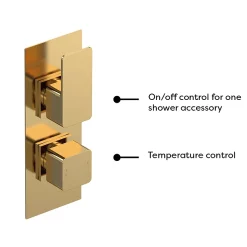 Venice Cubo Twin Thermostatic Shower Valve - Brushed Brass