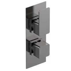 Venice Cubo Twin Thermostatic Shower Valve With Diverter - Brushed Gun Metal