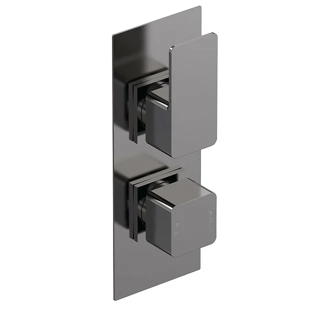 Venice Cubo Twin Thermostatic Shower Valve With Diverter - Brushed Gun Metal 3 Venice Cubo Twin Thermostatic Shower Valve With Diverter - Brushed Gun Metal