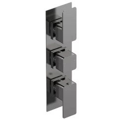 Venice Cubo Triple Thermostatic Shower Valve With Diverter - Brushed Gun Metal