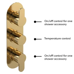 Venice Giro Triple Thermostatic Shower Valve - Brushed Brass
