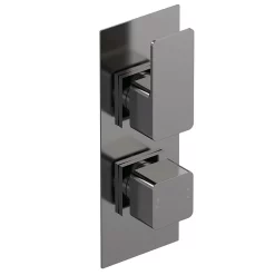Venice Cubo Twin Thermostatic Shower Valve - Brushed Gun Metal