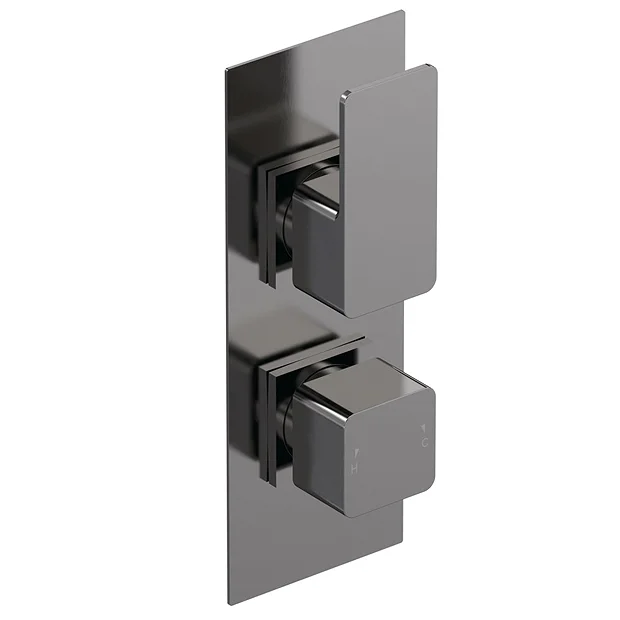 Venice Cubo Twin Thermostatic Shower Valve - Brushed Gun Metal 2 Venice Cubo Twin Thermostatic Shower Valve - Brushed Gun Metal
