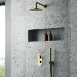 Venice Giro Twin Thermostatic Shower Valve With Diverter - Brushed Brass -Aqualisa Shop vg8tw02bb d2