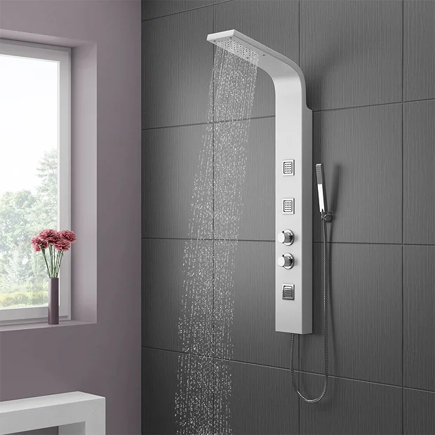Victorian Plumbing Maverick Tower Shower Panel (Thermostatic) - White 4 Victorian Plumbing Maverick Tower Shower Panel (Thermostatic) - White - Image 2
