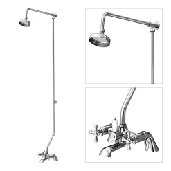 Victorian Plumbing Victoria Bath Shower Mixer With Rigid Riser Kit & 5" Shower Head - Chrome